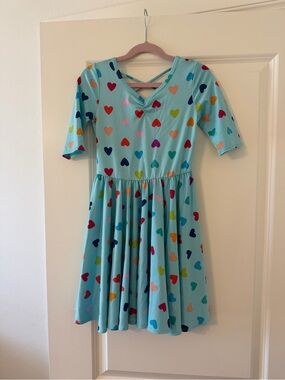 Dot Dot Smile Aqua Heart-Print Twirl Dress